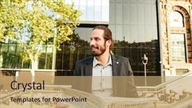  Presentation with smart building - Slide deck featuring formal clothing standing in front background and a  colored foreground