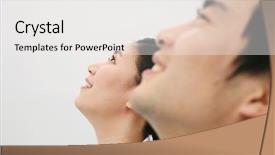  Presentation with couple - Cool new slide deck with formal company profile - business couple backdrop and a white colored foreground