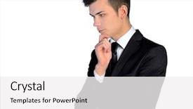  Presentation with think - PPT theme having formal company profile - isolated young business man think background and a white colored foreground