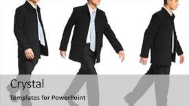  Presentation with walking young wild jaguar - Amazing theme having formal company profile - three young businessman walks backdrop and a light gray colored foreground