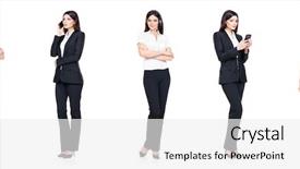  Presentation with career success story line - Cool new theme with telemarketing - set of beautiful attractive businesswoman backdrop and a white colored foreground