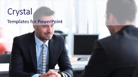  Presentation with two wheeler - Slides enhanced with customer partnerships - two handsome businessmen in office background and a light gray colored foreground