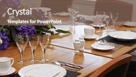  Presentation with set flowers tagetes patula - Slides having formal dining table set up background and a violet colored foreground