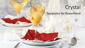  Presentation with ice cream - Slide deck with formal dining table seting - mango and pineapple sorbet background and a lemonade colored foreground