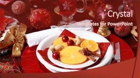  Presentation with table setting - Colorful PPT layouts enhanced with formal dining table seting - place setting for christmas backdrop and a tawny brown colored foreground