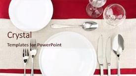  Presentation with elegant table setting - Presentation featuring formal dinner - holiday table setting close up background and a  colored foreground