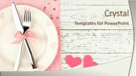  Presentation with cutlery easter table setting - PPT theme consisting of formal dinner - romantic holiday table setting background and a sky blue colored foreground