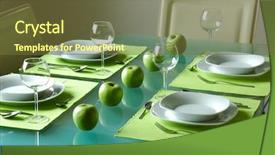  Presentation with fancy - Cool new PPT theme with formal dinner event - modern fancy table setting backdrop and a  colored foreground