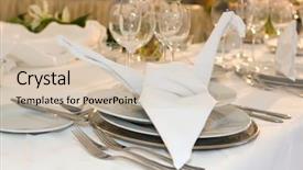  Presentation with napkin - Colorful slides enhanced with formal dinner event - napkin shaped as a swan backdrop and a  colored foreground
