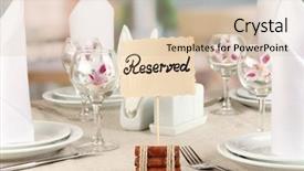  Presentation with restaurant - Beautiful PPT layouts featuring formal dinner event - reserved sign on restaurant table backdrop and a  colored foreground