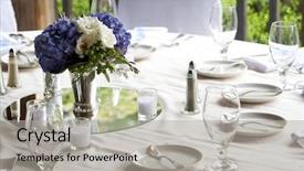  Presentation with wedding banquet table - Cool new presentation theme with formal dinner event - wedding banquet table details backdrop and a light gray colored foreground