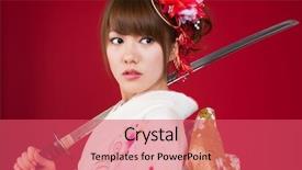  Presentation with sword - Presentation theme enhanced with formal dresses - beautiful japanese kimono woman background and a red colored foreground