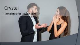  Presentation with smart - Presentation theme having formal dresses - young attractive couple in smart background and a light gray colored foreground