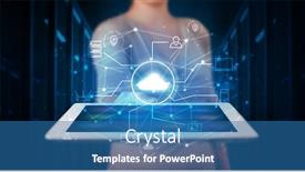  Presentation with virtual hand - Beautiful PPT layouts featuring formal-hand-in-server-room backdrop and a teal colored foreground