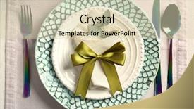  Presentation with elegant table setting - Theme enhanced with formal holiday - beautiful table setting with silver background and a soft green colored foreground