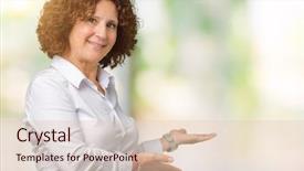  Presentation with businees - Slide deck featuring formal invitation - beautiful middle ager senior businees background and a  colored foreground