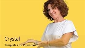  Presentation with middle ages portrait - Theme with formal invitation - beautiful middle ager senior woman background and a  colored foreground