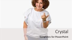  Presentation with over come challange - PPT layouts having formal invitation - beautiful middle ager senior woman background and a light gray colored foreground