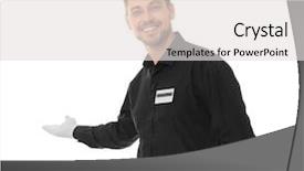  Presentation with invitation formal - Cool new theme with formal invitation - handsome waiter on white background backdrop and a  colored foreground