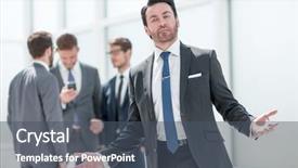  Presentation with invitation formal - Colorful slides enhanced with formal invitation - successful businessman inviting you backdrop and a dark gray colored foreground