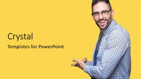  Presentation with women glass ceiling business cartoon - Cool new presentation theme with formal invitation - young business man wearing glasses backdrop and a yellow colored foreground