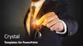  Presentation with shiny - Presentation design with formal-man-hand-over-shiny background and a dark gray colored foreground