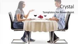  Presentation with teenagers - Audience pleasing slide set consisting of formal meal - male and female teenagers sitting backdrop and a white colored foreground