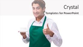  Presentation with brown sugar isolated on white - Slide deck having formal meal - young barista isolated on white background and a white colored foreground