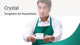  Presentation with frames isolated on white brown - Audience pleasing PPT theme consisting of formal meal - young barista isolated on white backdrop and a light gray colored foreground