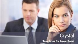  Presentation with one young man exercising handball - Presentation theme having misty beech forest on the mountain in a nature reserve background and a light gray colored foreground.