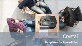  Presentation with university student internship - Audience pleasing presentation theme consisting of formal meeting - students at modern university backdrop and a seafoam green colored foreground