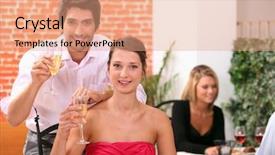  Presentation with flutes - Amazing slide deck having formal party - couple holding champagne flutes backdrop and a coral colored foreground