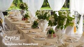  Presentation with png wedding anniversary invitation - Audience pleasing presentation theme consisting of formal party - decorated chair and tables set backdrop and a coral colored foreground