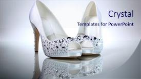  Presentation with elegant wedding - PPT theme having formal party - elegant wedding shoes over gradient background and a sky blue colored foreground