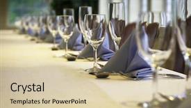  Presentation with out line of glass bottle - PPT theme enhanced with formal party - line of wine glasses fading background and a soft green colored foreground