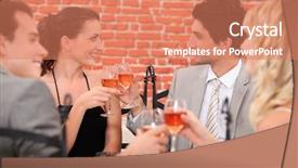  Presentation with romantic - PPT theme consisting of formal party - romantic foursome at restaurant background and a coral colored foreground