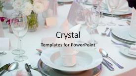  Presentation with dinner party - Presentation theme enhanced with formal party - wedding dinner background and a sky blue colored foreground