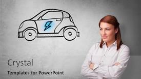  Presentation with electric car - Beautiful presentation design featuring thinking about electric car concept backdrop and a light gray colored foreground
