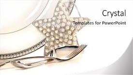  Presentation with holiday cookbook - Audience pleasing PPT theme consisting of formal place settings - decorative holiday plate with ornament backdrop and a white colored foreground
