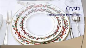  Presentation with christmas winter a table - Beautiful PPT layouts featuring formal place settings - elegant christmas table backdrop and a sky blue colored foreground