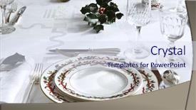  Presentation with christmas winter a table - Colorful slides enhanced with formal place settings - elegant christmas table backdrop and a  colored foreground