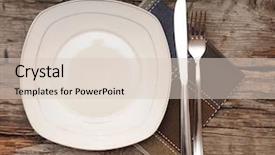  Presentation with table napkin - Presentation theme having formal place settings - empty dish knife and fork background and a lemonade colored foreground