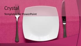  Presentation with porcelain - Amazing theme having formal place settings - fork knife and porcelain plate backdrop and a coral colored foreground