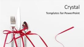  Presentation with kittens christmas holiday red christmas - Amazing PPT theme having formal place settings - holiday flatware with red ribbons backdrop and a white colored foreground