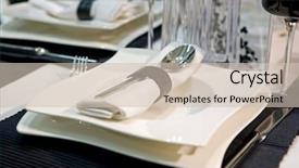 Presentation with dinner - Slide deck having formal place settings - luxurious dinner in black background and a soft green colored foreground