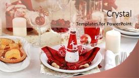  Presentation with table setting - PPT theme featuring formal place settings - table setting for christmas background and a coral colored foreground