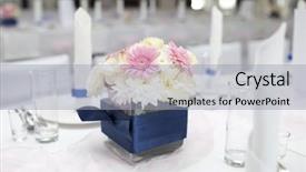  Presentation with wedding - Amazing presentation theme having formal place settings - wedding table with bouquet backdrop and a light gray colored foreground