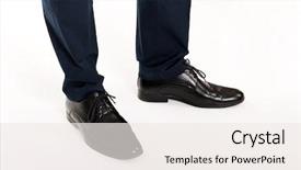  Presentation with formal - Cool new presentation design with formal shoe - close-up of businessman feet backdrop and a sky blue colored foreground