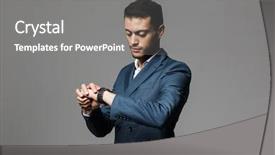  Presentation with arabic - Slides consisting of formal suit looking at wristwatch background and a gray colored foreground
