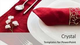  Presentation with napkin - Presentation theme having formal table settings - place setting with white dishes background and a  colored foreground